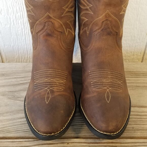 Ariat Heritage Womens Tan Leather Cowboy Western Boots 9 B 10001021 - Picture 4 of 13